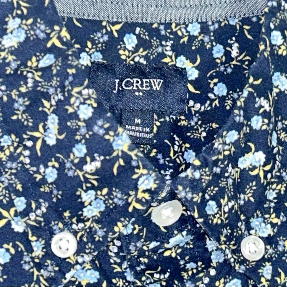 J. Crew Men's Shirt‎ Floral Button Down Navy Blue Cotton Size Medium